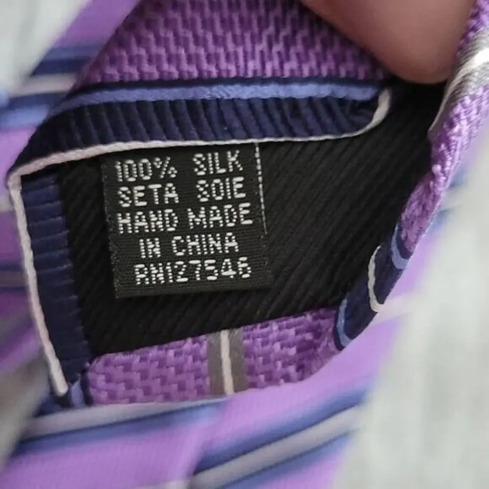 Studio Milano purple & navy striped 100% silk men's necktie